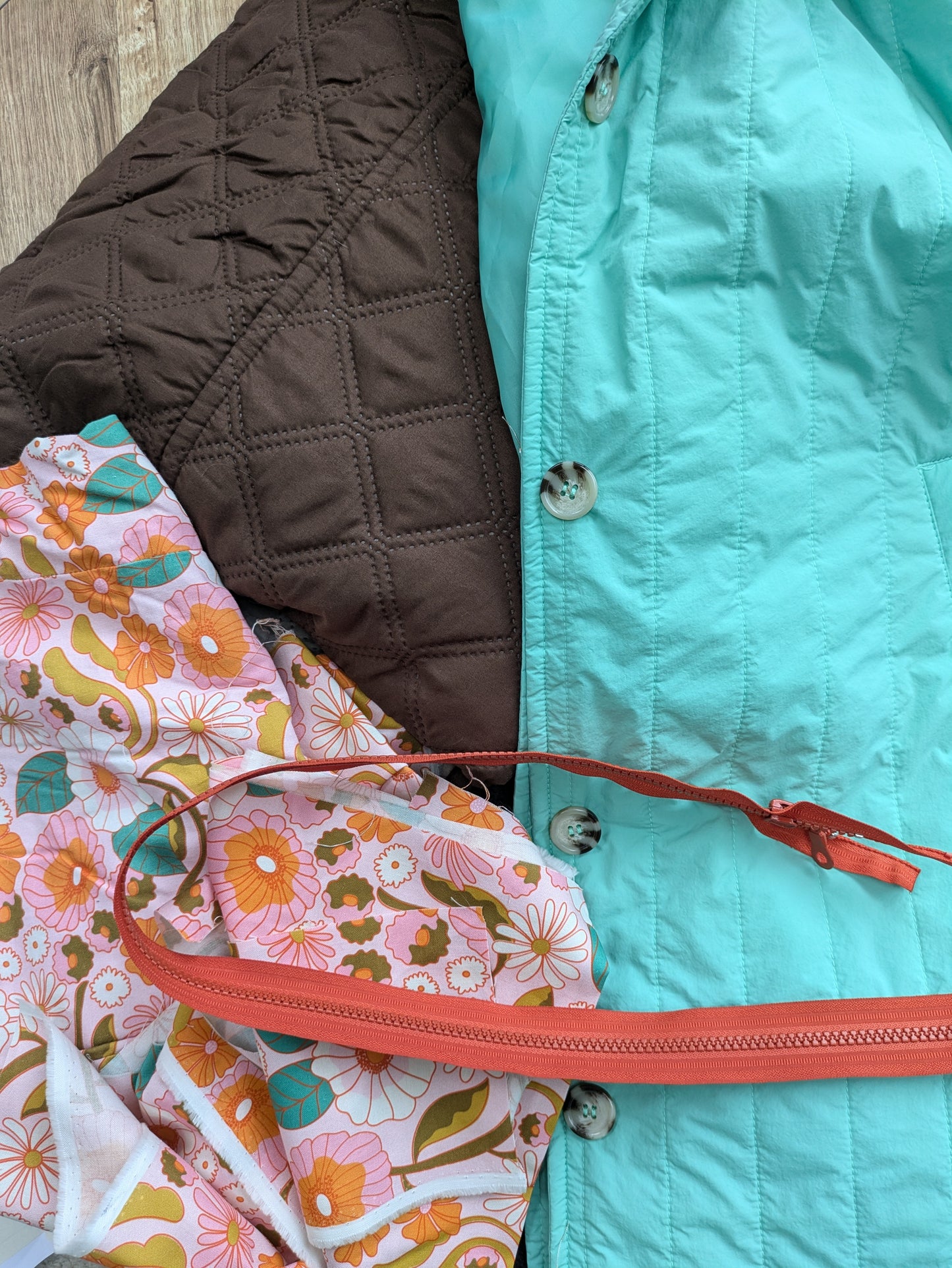 Quilted Retro Floral Oversized Jacket