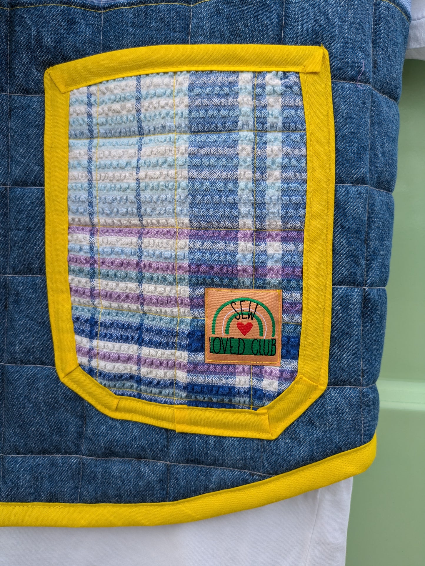 Quilted Ladies Denim Mix Waistcoat