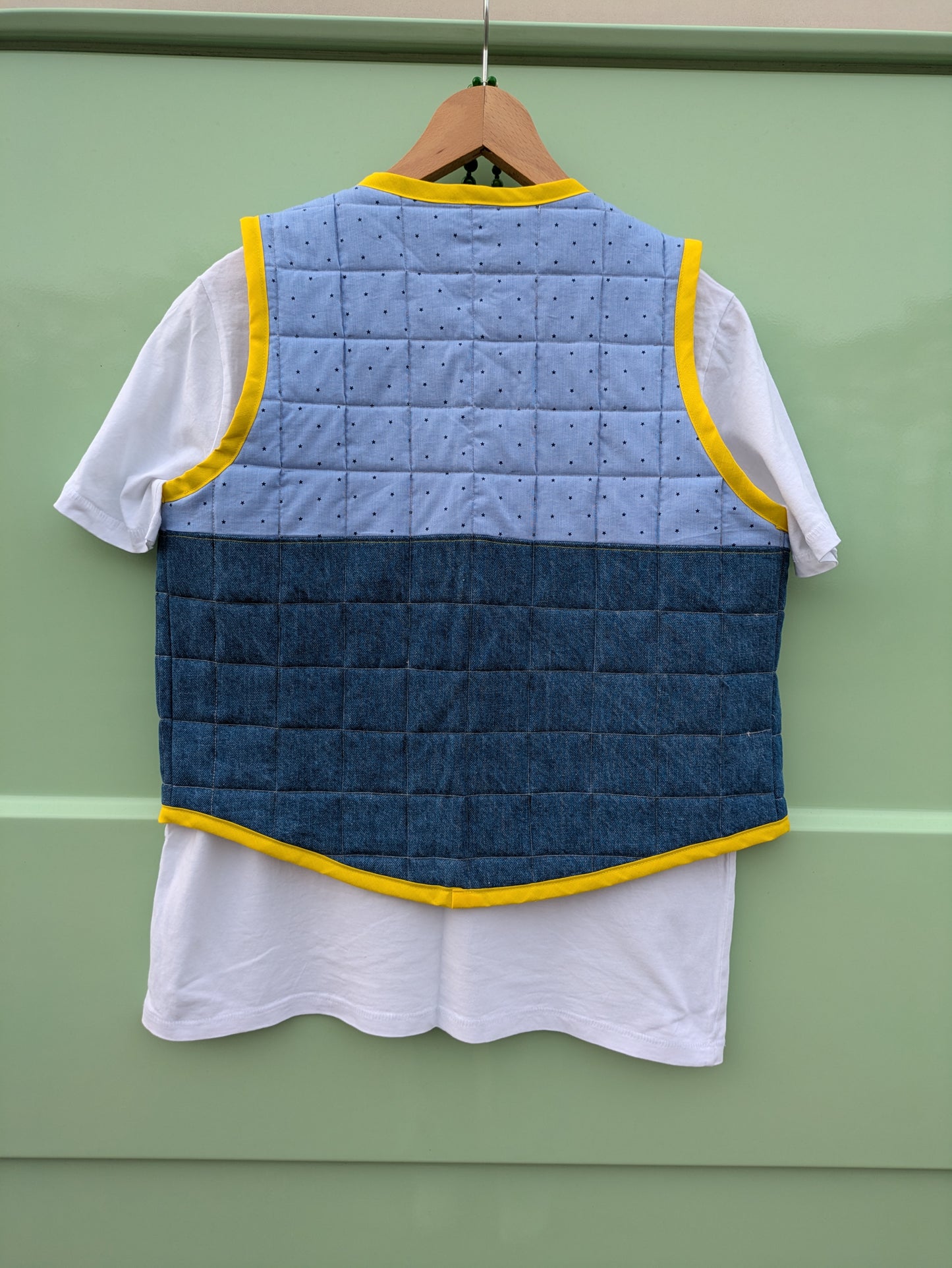 Quilted Ladies Denim Mix Waistcoat