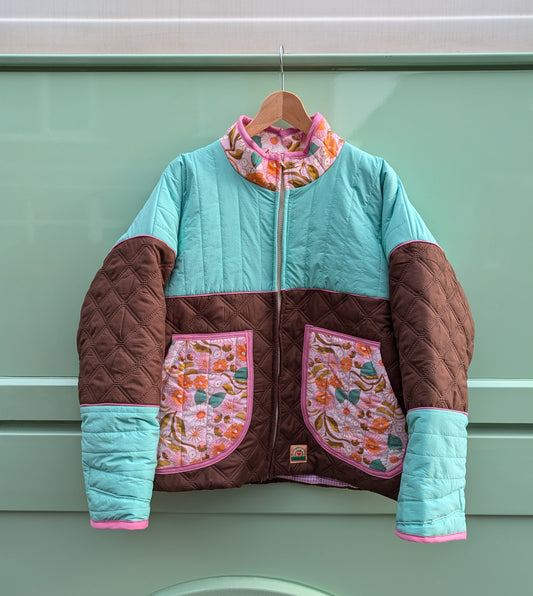 Quilted Retro Floral Oversized Jacket