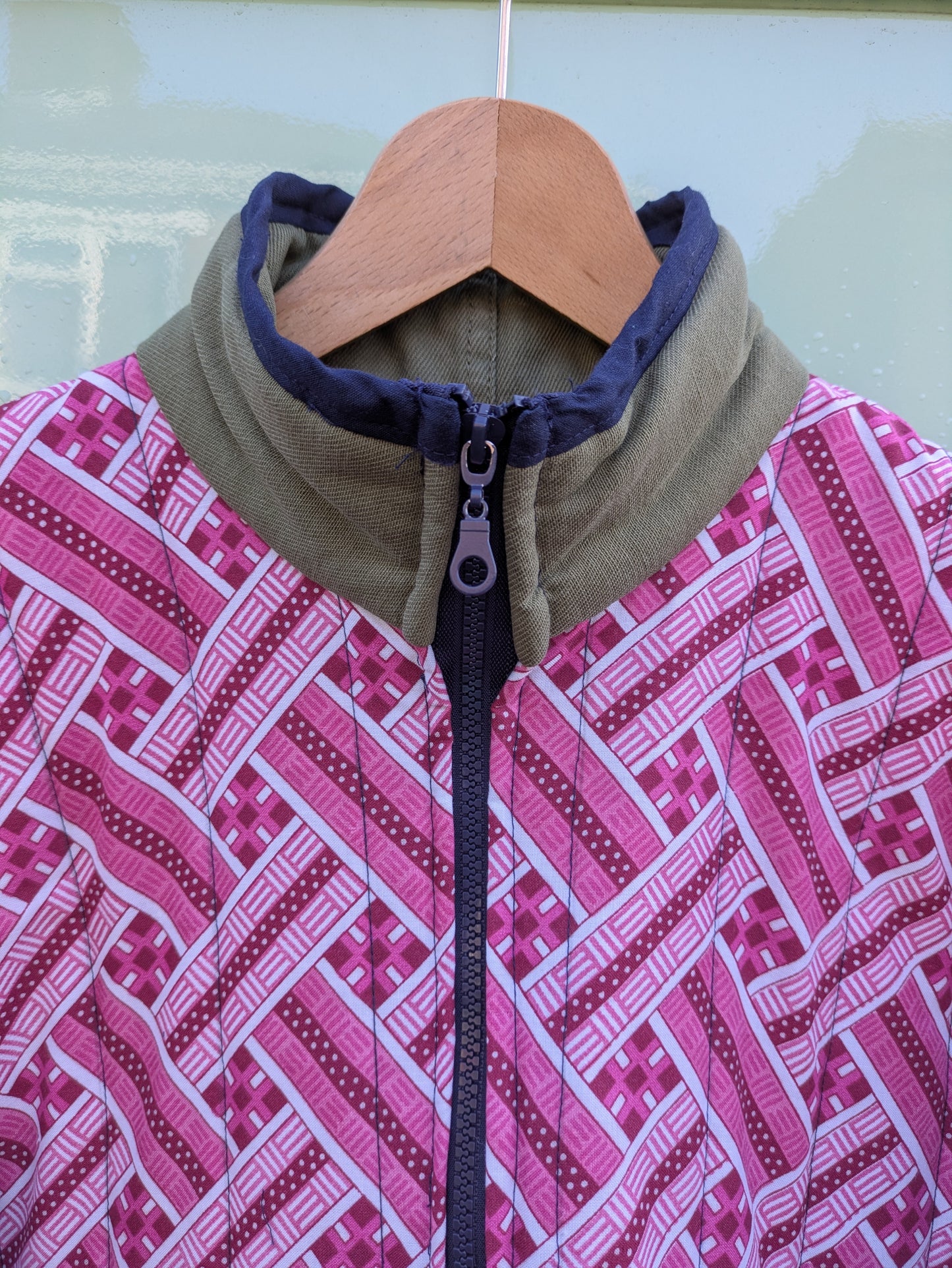 Burgundy Geometric Quilted Jacket