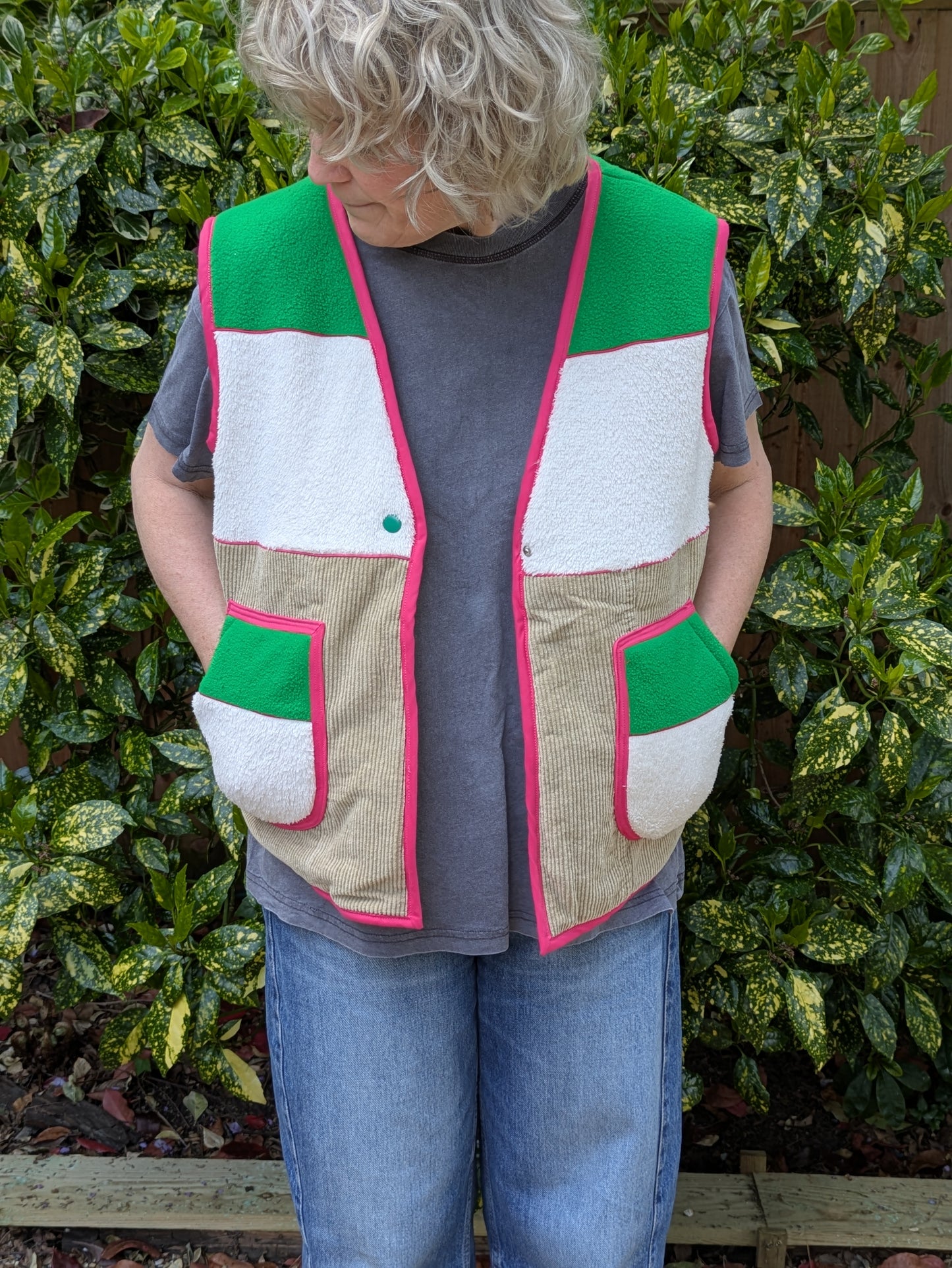 Bright Green and Pink Cosy Gilet
