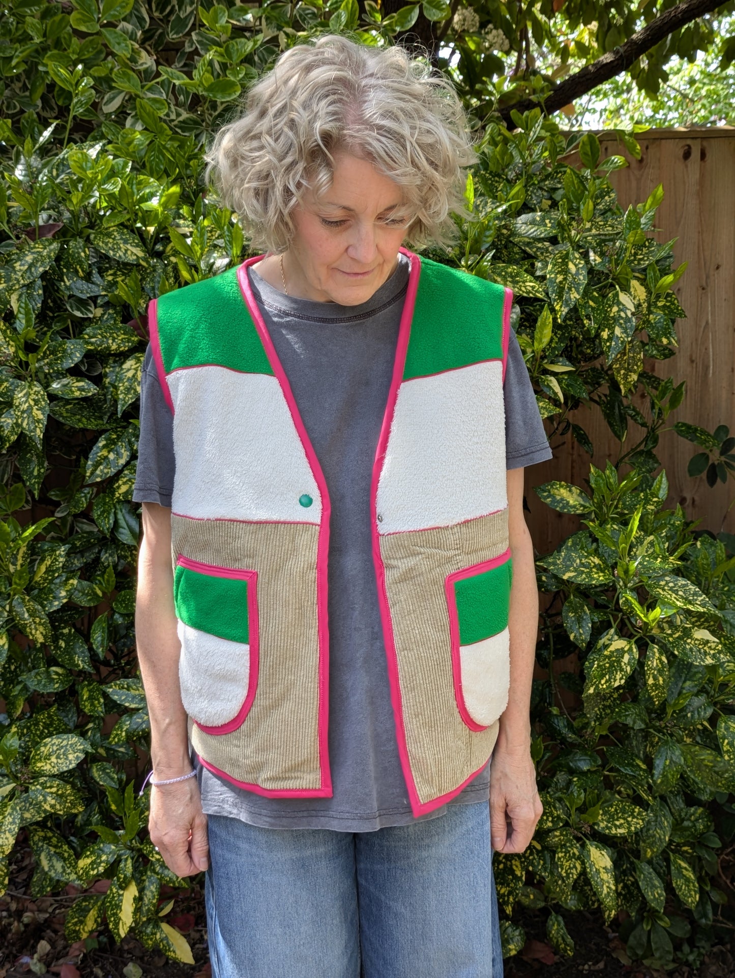 Bright Green and Pink Cosy Gilet